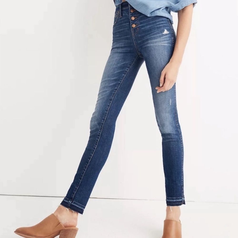 Madewell 10" High Rise Skinny Jeans: Drop Hem Edition Medium Wash, Size 25 NWOT